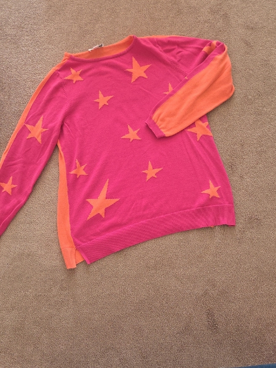 Belle by Kim Gravel Sweaters - Pink and Orange Star Pattern Sweater